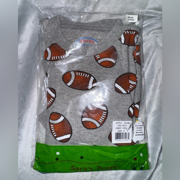 sara’s prints NWT football toddler kids boy pajamas summer unisex organic 🏈 - Picture 3 of 5